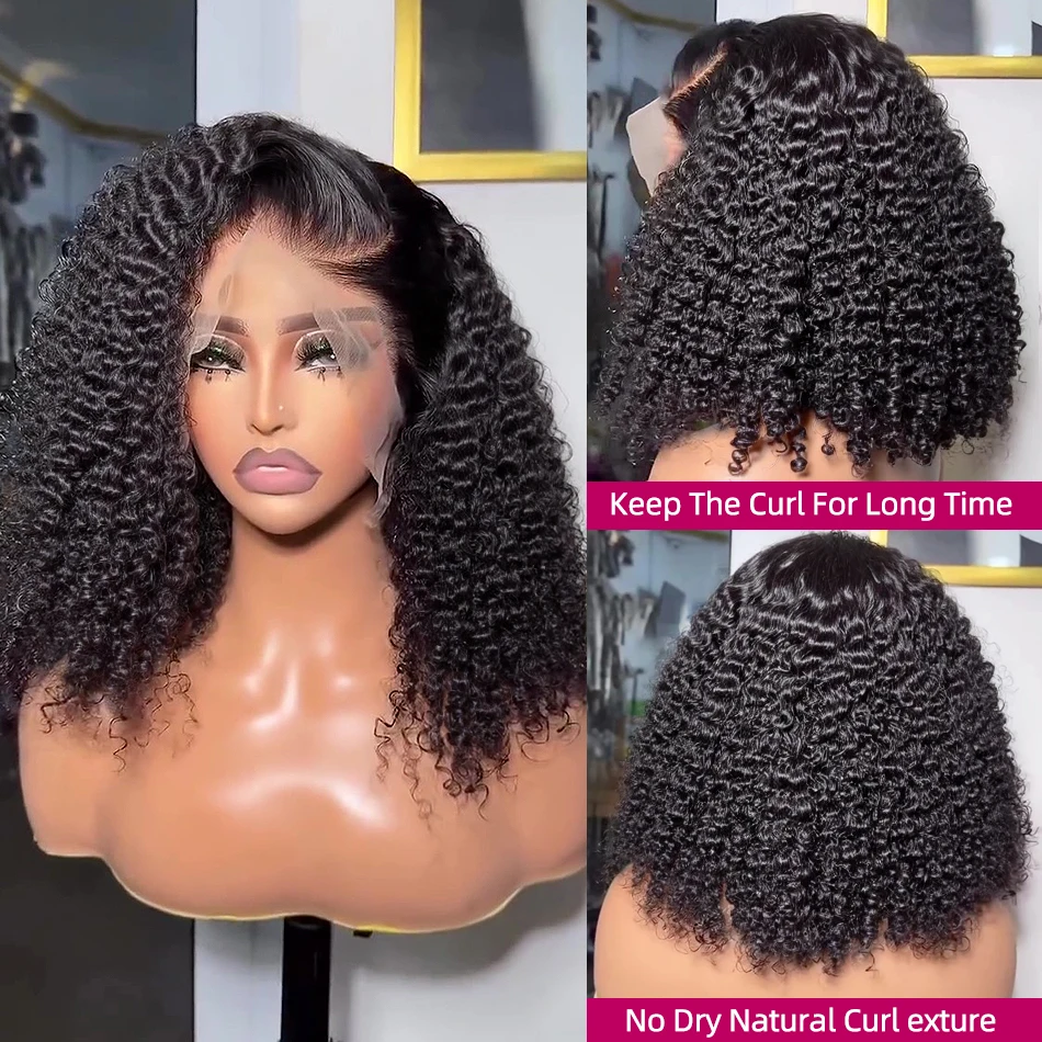 Luvin Transparent Short Bob Curly 13x4 13x6 HD Lace Front Human Hair Wigs 250% Density Brazilian Deep Wave 5x5 Glueless Wig 3