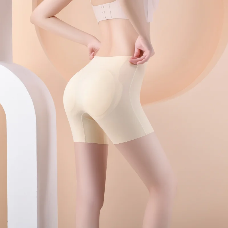 Ice Silk Fake Butt Lift Protective Shorts Seamless Woman Boxer Plus Size Shorts Panties Underwear for Women Safety Short Pants