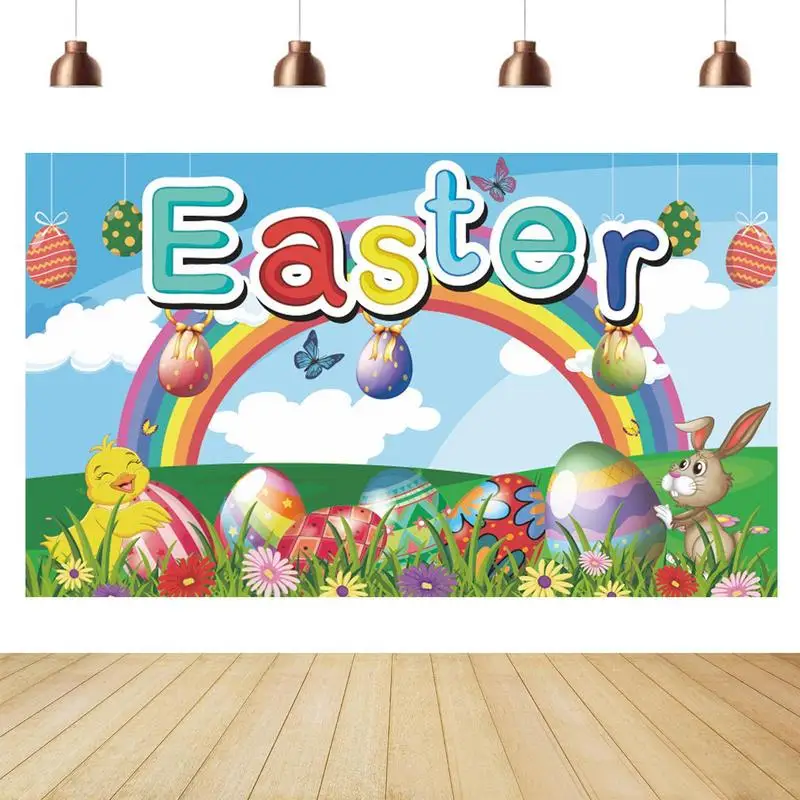 

Bunny Photo Backdrop Exquisite Easter Party Banner Photography Backgrounds Farmhouse Happy Easter Back Drops Reusable Spring