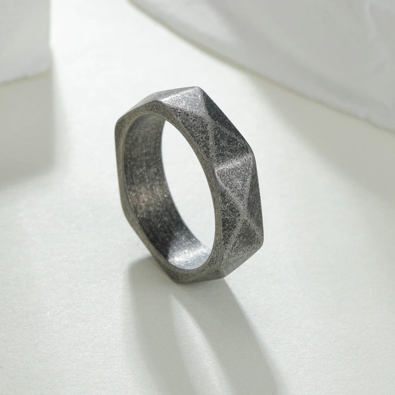 Unisex Geometric Stainless Steel Ring – 6MM Width, Sizes 6-12