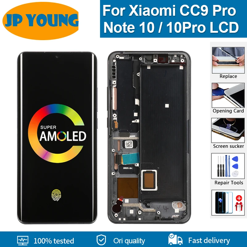 

Original AMOLED 6.47" For Xiaomi Mi CC9 Pro LCD Note 10 LCD Display Touch Screen Assembly For Xiaomi Note 10 Pro Replacement