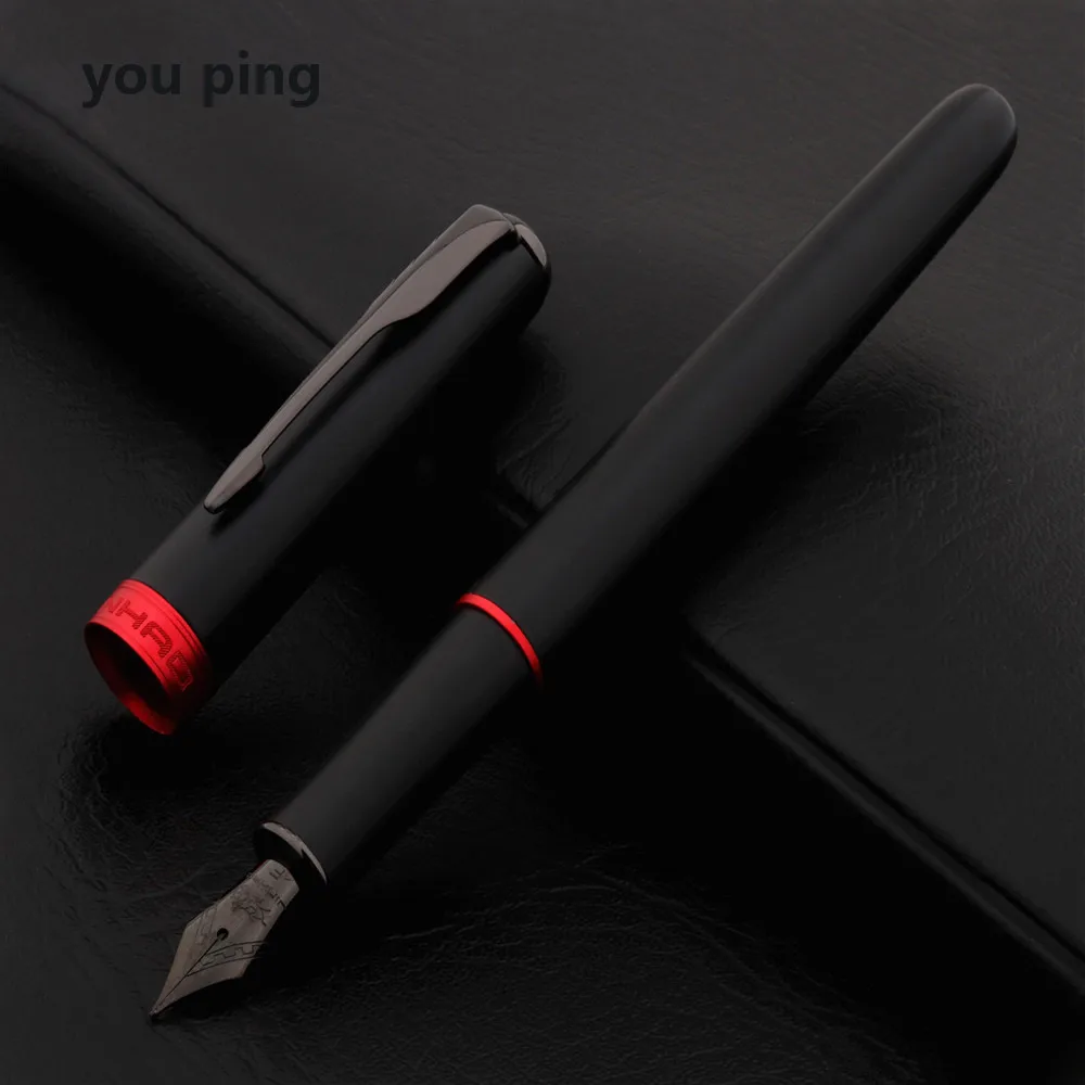 Elegant Luxury Black and Red Fountain Pen for Office and School Supplies