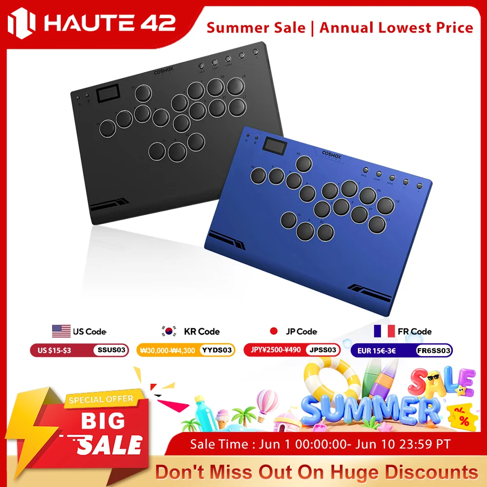 Haute42 M-Ultra Gen 2 Aluminiumlegierung Fightstick Hebellosen Hitbox-Controller für PC/PS4/PS5 Stickloser Arcade-Stick-Controller