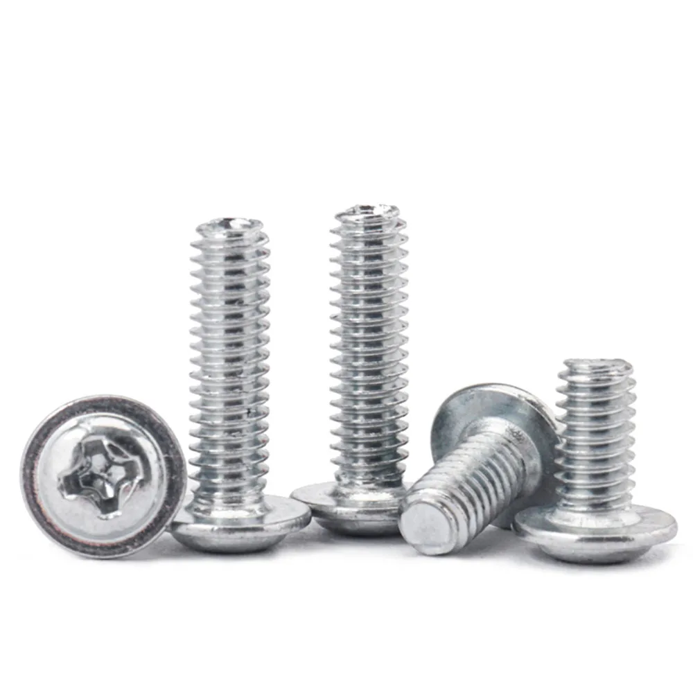 

1Pcs Phillips Medium Carbon Steel Self-tapping Screws M3 Triangular Round Button Head With Washer Collar BoltLength=4-18mm