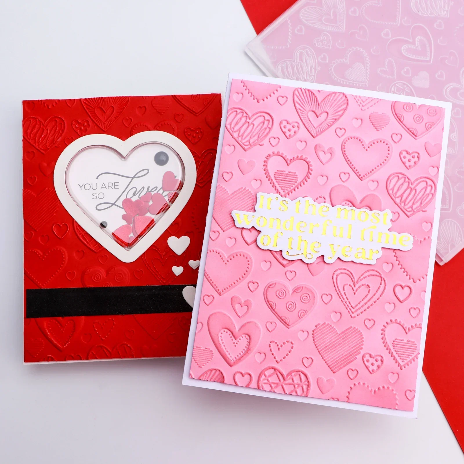 Heart Shape Patterns Background 3D Embossing Folder Templates For Adding Textured Detail To Paper Card Crafting Making Project