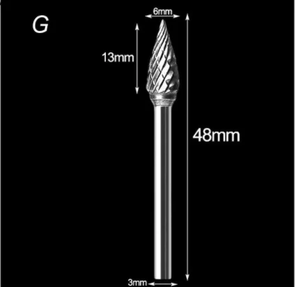 3mm Shank Drawing Tungsten Carbide Milling Cutter Rotary Tool Burr Double Diamond Cut Rotary Dremel Metal Wood Electric Grinding Milling Cutter G 1pc