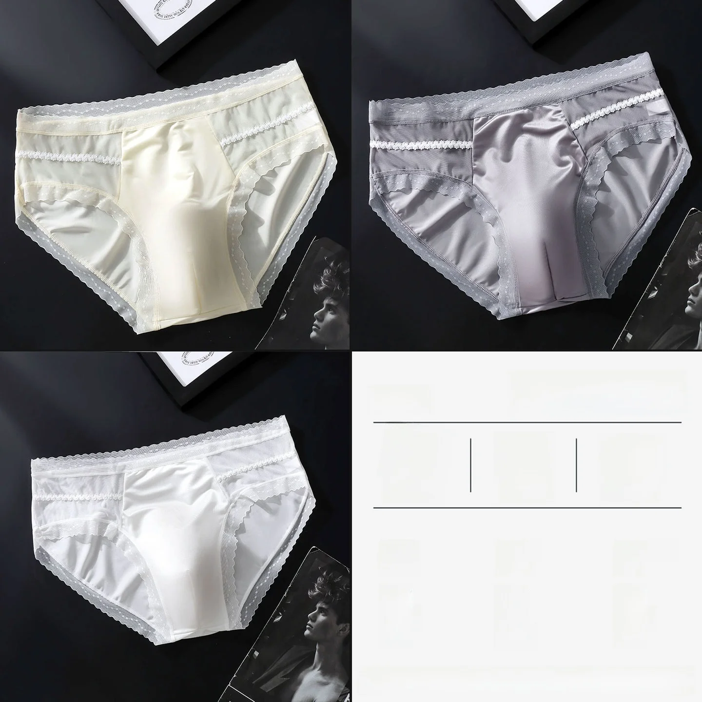 Men's Low Waist e Underwear Ice Silk Sl Breathable High Elastic Lace Pure Cotton Crotch Sexy e Underpants