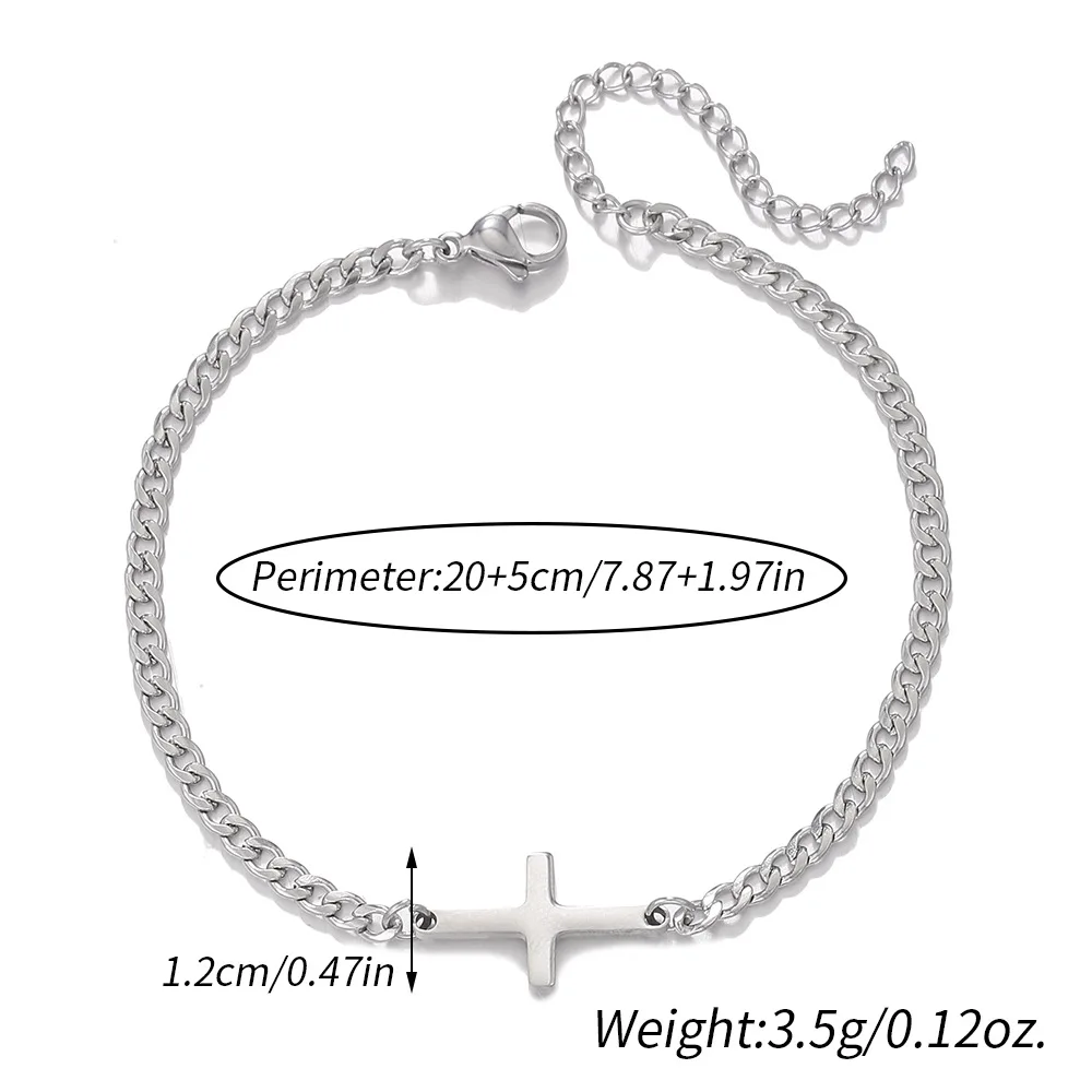 Stainless Steel Mens Chain Link Bracelet Adjustable