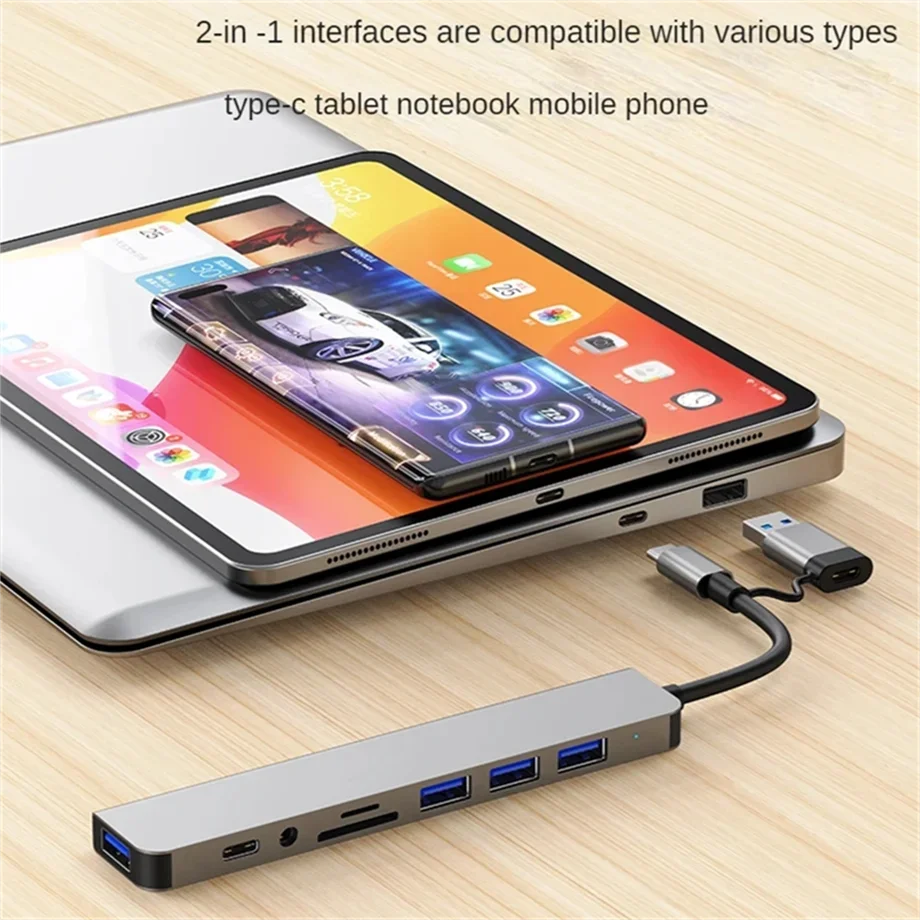 8 in 2 USB HUB C type-c HUB USB C to USB 3.0 HDTV-Compatible Dock for MacBook Pro For Nintendo Switch USB-C Type C 3.0 Splitter 5