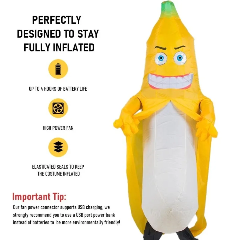 Riesige Aufblasbare Banane – 165 Cm, Partykostüm & Deko