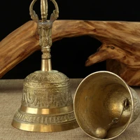 Black Brass Handicraft Large Engraved Hand Bell Loud and Clear Sound for School Meditation Church Bronze Bell Creative Gift 2