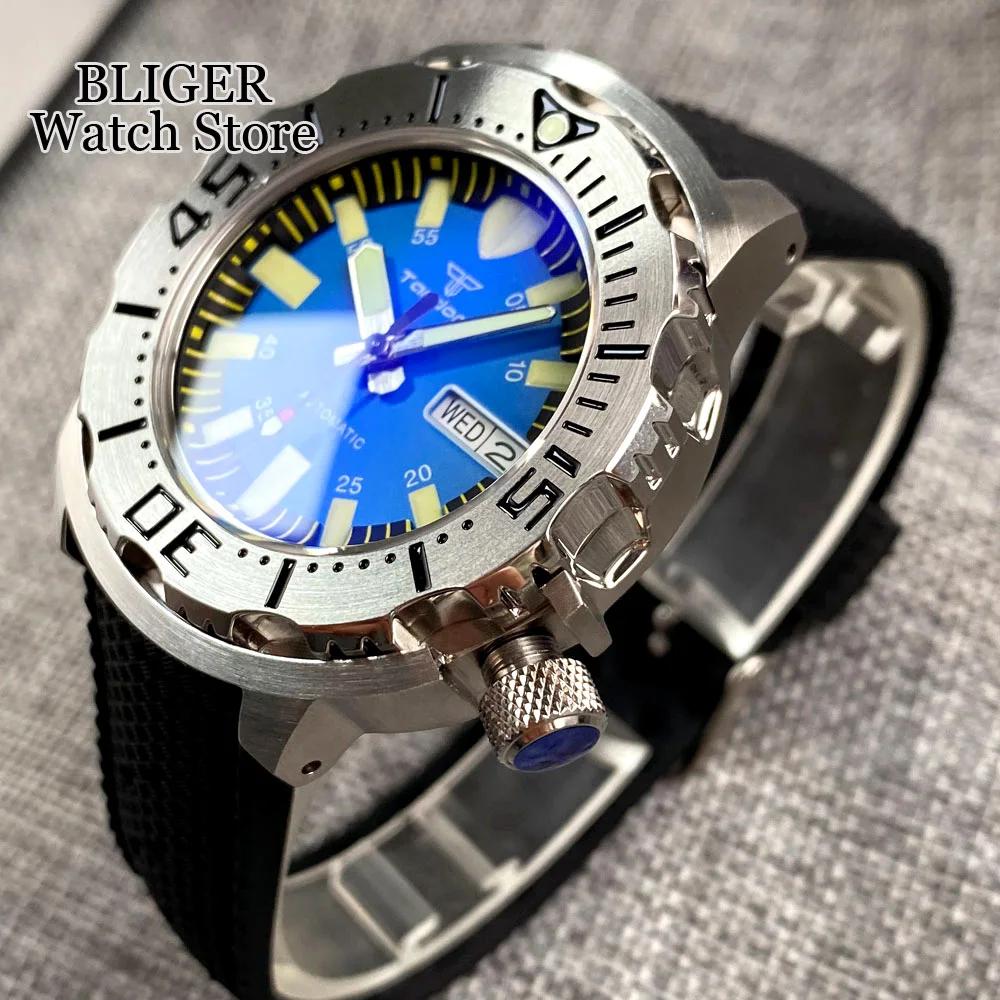 42mm Style 20ATM NH36 Automatic Diving Watch Men AR Sapphire Glass Luminous Hands Rubber Strap