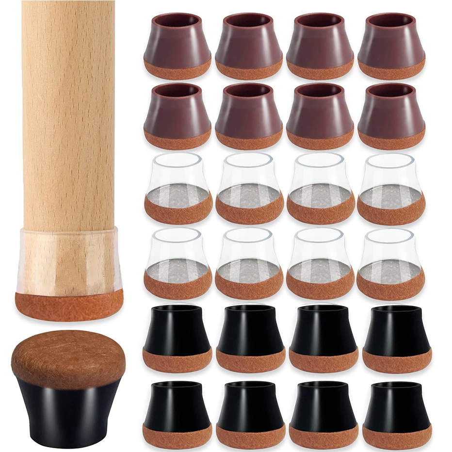 Non-slip Silent Silicone Felt Chair Foot Cover Chair Leg Floor Protectors Silicone Leg Protectors Caps 8/12/16Pcs chair leg caps chair leg protector furniture leg caps