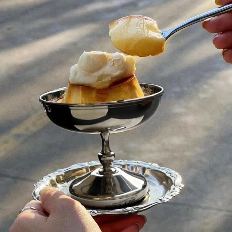 New Stainless Steel Cup Ice Cream Dessert Salad Bowl Fruit Plate Snack Dish Multifunctional Wine Cup Home Kitchen Container