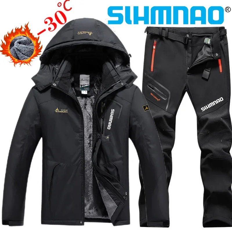 New Winter Fishing Suit Men's Fisherman Fishing Jacket Long Pants Thick, Warm, Waterproof, Windproof Snow Skiing Suit Set 2025