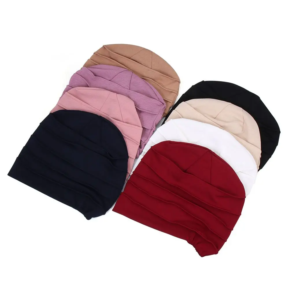

Women Elastic Turban Beanie Soft Cotton Bonnet Muslim Hijabs Head Wrap Chemo Sleep Caps Women Winter Warm Turban Hat
