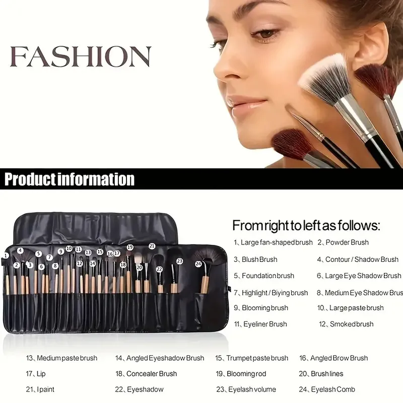 Professional Makeup Brush Set 24pcs for Beginners-Oval Brushes with ABS Plastic Handles and Polyester Bristles Unscented makeup brushes,makeup tool set,makeup set