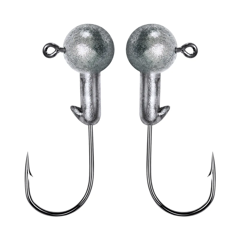 10Pcs Fishing Hook Jig Head Sharp Hook Matched Round Ball Jig Head Hook
