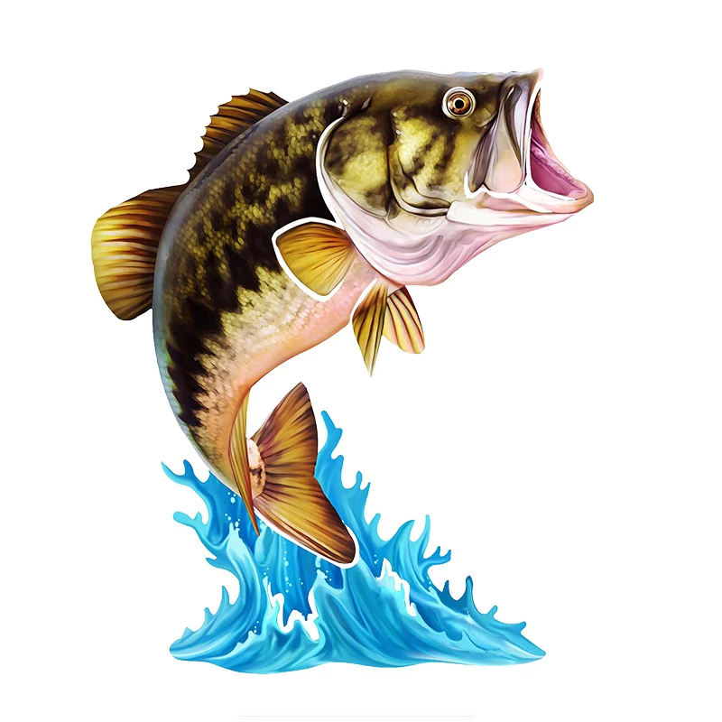 Boutique Jumping Northern Pike Walleye Fish Car Sticker Decalcomania Per Auto Bike Moto Room Wall Tackle Box Decalcomanie Decorazione