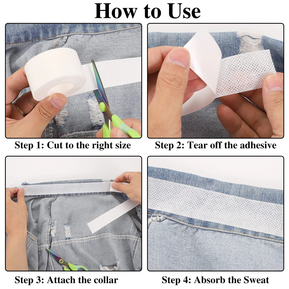 Sweat Pads Collar Protector Men Women Disposable Shirt Neck Collar Protector Self Adhesive Liner Patches Against Sweat Stain underarm sweat pads