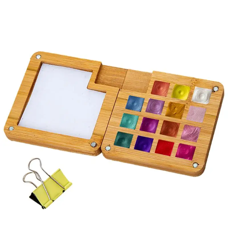 

Wood Watercolor Palette 15 Grids Paint Saver Storage Palette Box Travel Mini Sketchbook Palette Empty Palette Outdoor Painting