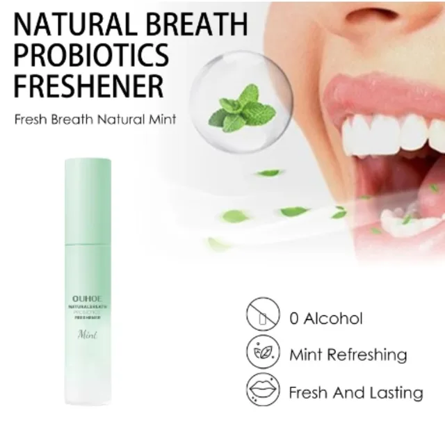 Probiotic Breath Freshener Oral Spray Natural Formula Portable Effective in Removing Bad Breath Mint Flavored Mouth Spray 1