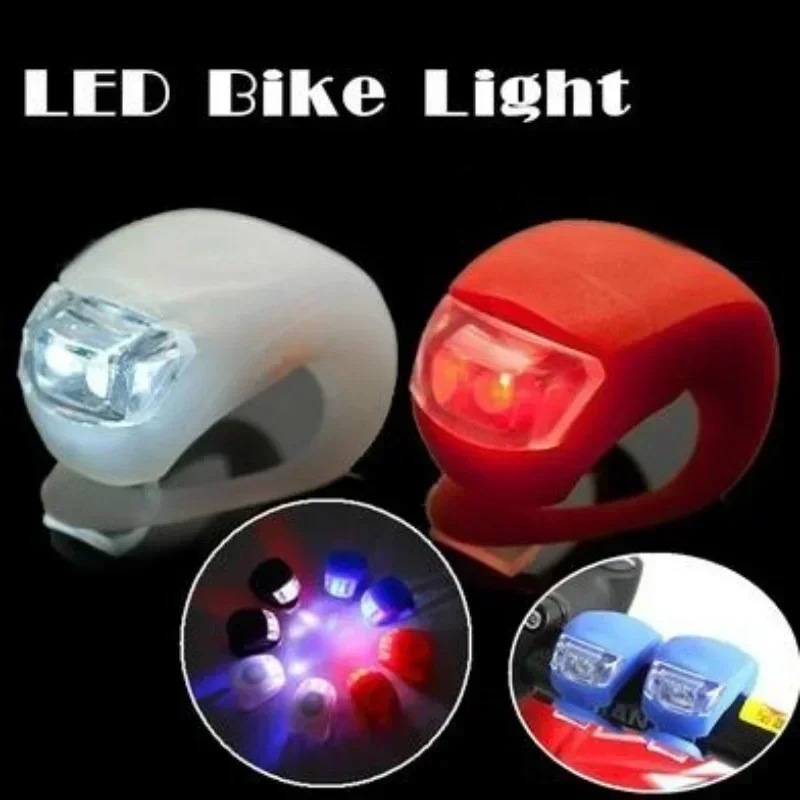LedSiliconeMountainBikeBicycleFrontRearLightsPushCycleLightClipBycicleAccessories