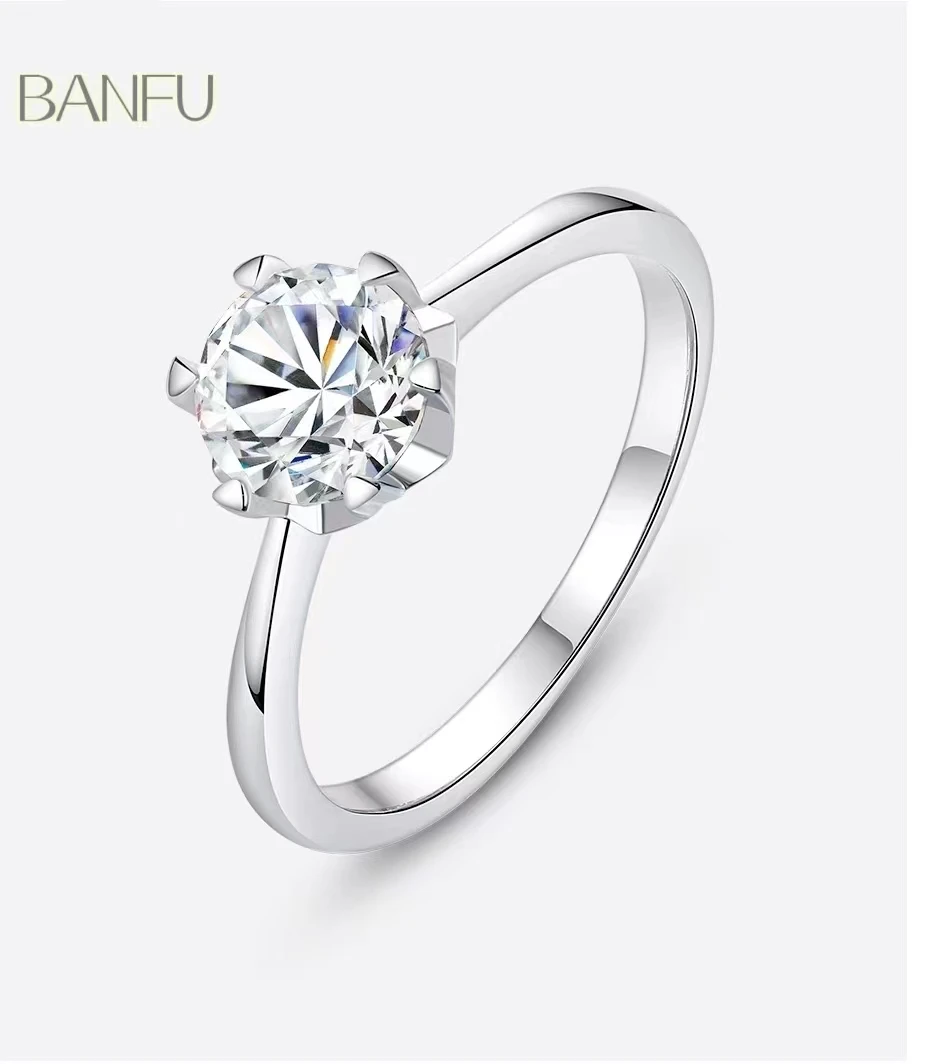 

Real Silver Ring For Women Real Stone One Carat Solitaire Moissanite GRA Certificated Eternity Platinum Plated Wedding Jewelry