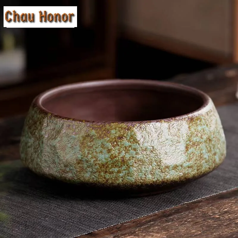1100ml Retro Coarse Pottery Jianshui Zen Stoneware Tea Wash Writing-brush Washer Household Chaxi Tableware Supplies Decoration