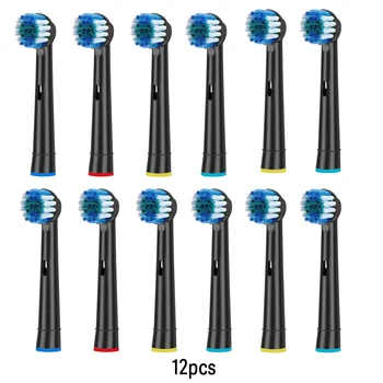 12PCS Black Replacement Brush Heads For Oral B Electric Toothbrush Advance Power Vitality Precision Clean Pro Health Triumph 3D