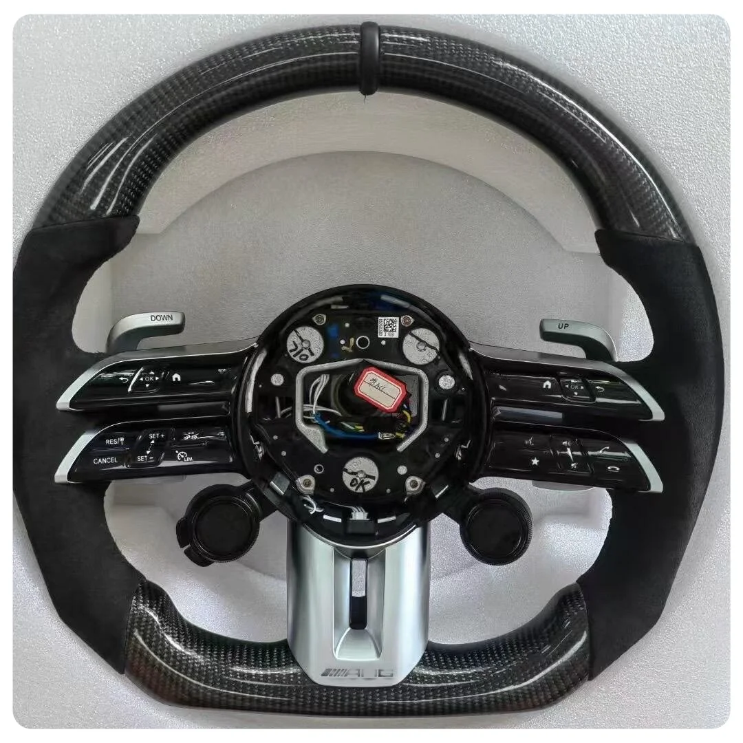 메르세데스 벤츠 A35 A45 C63 C43 E53 E63 G63 G500 G55 AMG GT S63 GLE63 GLA45 W223용 카본 파이버 스티어링 휠