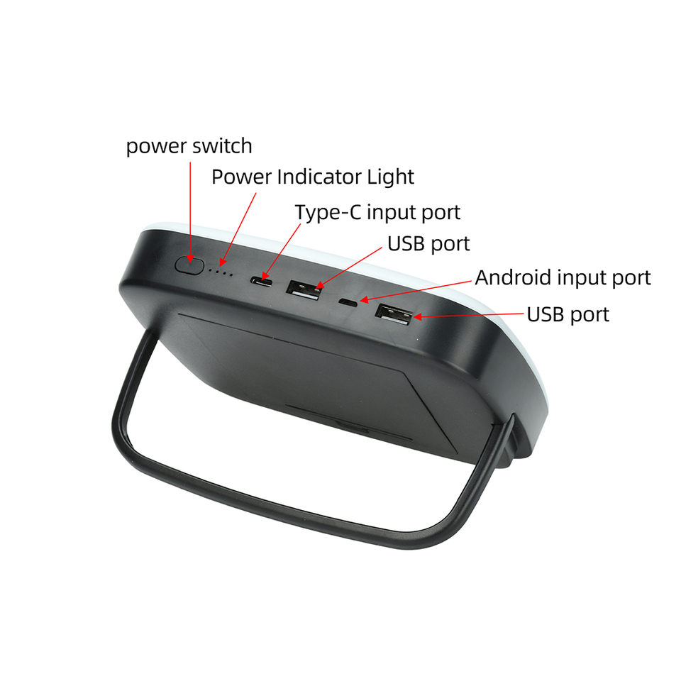 Multifunctional Outdoor Light Power Bank Housing For 4pcs 21700 Flat Top Cells Built-in Dimmable LED Light for Camping Hiking
