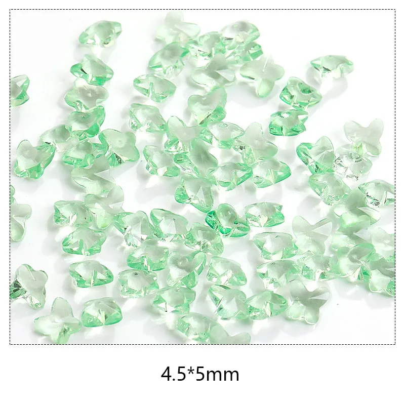 

50Pcs Ice Through Crystal Aurora Crystal Butterfly Nail Art Rhinestone Pointed Bottom Glitter Glass 3D Stone Manicure Orname