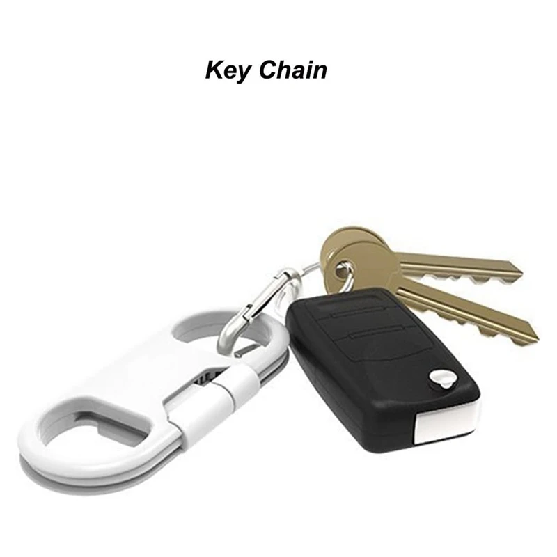 Charge Cable Keychain Aluminum Carabiner portable Multifunction Keychain USB Charging Cord Short Cable