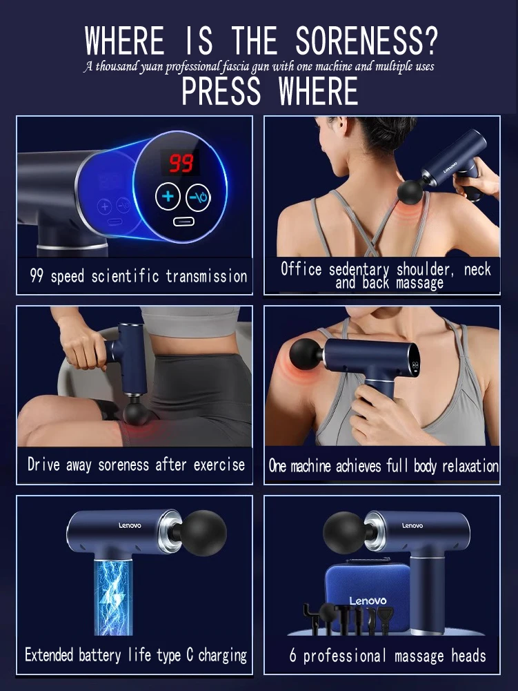 Pistolet De Massage électrique Theragun Mini - 4 Têtes - Corps Entier - Relaxation