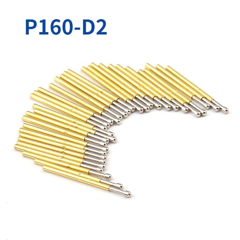 100PCS P160-D2 Big Round Head Spring Test Probe Needle Tube Outer Diameter 1.36mm Total Length 24.5mm PCB Pogo Pin new hot selling 100pcs of p75 series brass spring test probe with nickel plated needle diameter electronic spring test probe