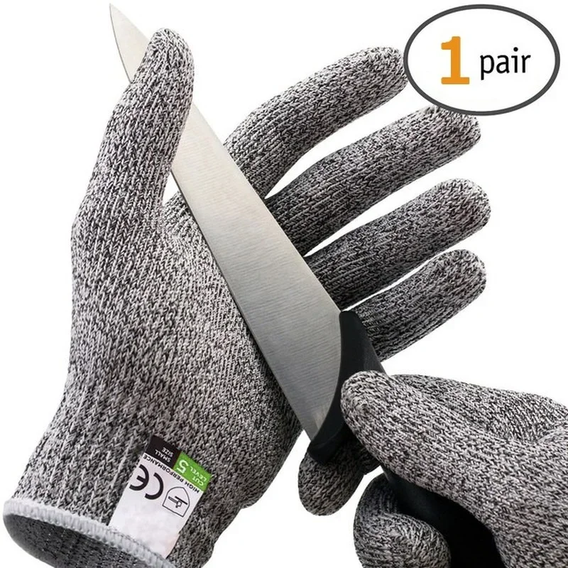 

2pcs Anti-cut Safety Gloves HPPE High-strength Cut Resistant Finger Protection Kitchen Fish Meat Cut Proof Work Glove