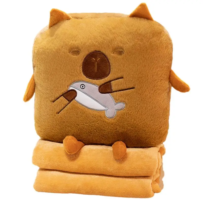 

Capybara Plush Pillow Multi-Function Plush Pillow With Blanket Winter Hugging Pillow Stuffed Animals For Sleeping Travelling