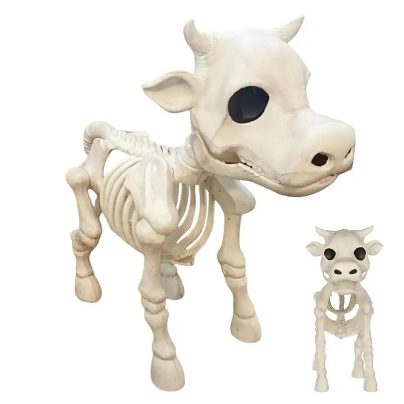 

Horror Prop Halloween Cow Skeleton Creepy Scary Party Decoration Bone Ornament Resin Animal Skeleton Cow Skull Prop Indoor