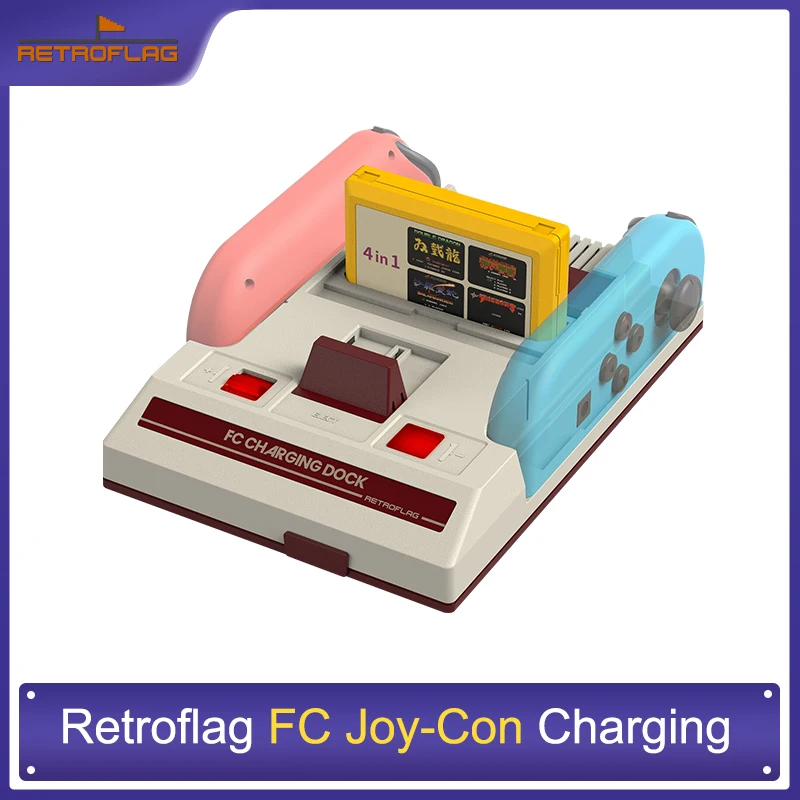 Retroflag Fc Per Nintendo Switch Joy-Con Controller Dock Di Ricarica, Stile Classico Famicom Con Indicatore Led Di Protezione Da Sovraccarico
