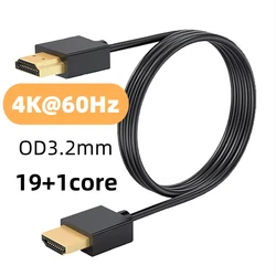 Ultra Thin OD3.2mm Slim Portable 4K 18Gbps High - Speed HD Video Cable - 3M (Black)