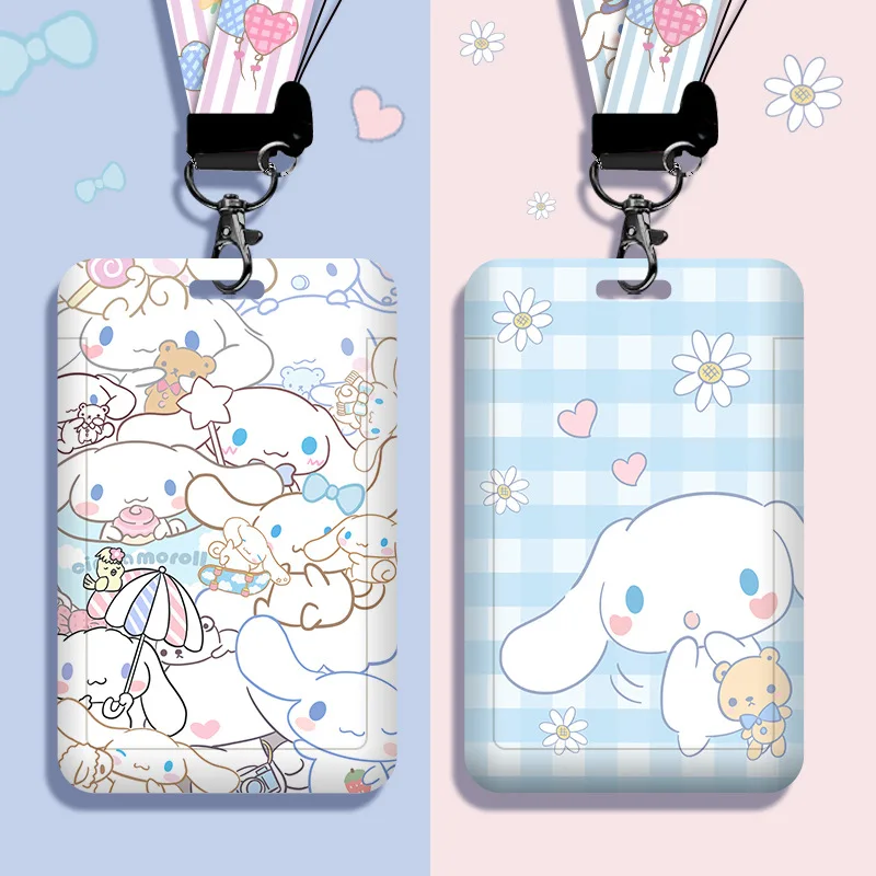 original pokemon crystal card holder pikachu cute cartoon transparent double sided lanyard id card case anti lost hanging bag Original Sanrio PVC Anime Card Holder Cinnamoroll Lanyard ID Protective Case Anti-lost Hanging Neck Bag Cartoons Cute Card Cover