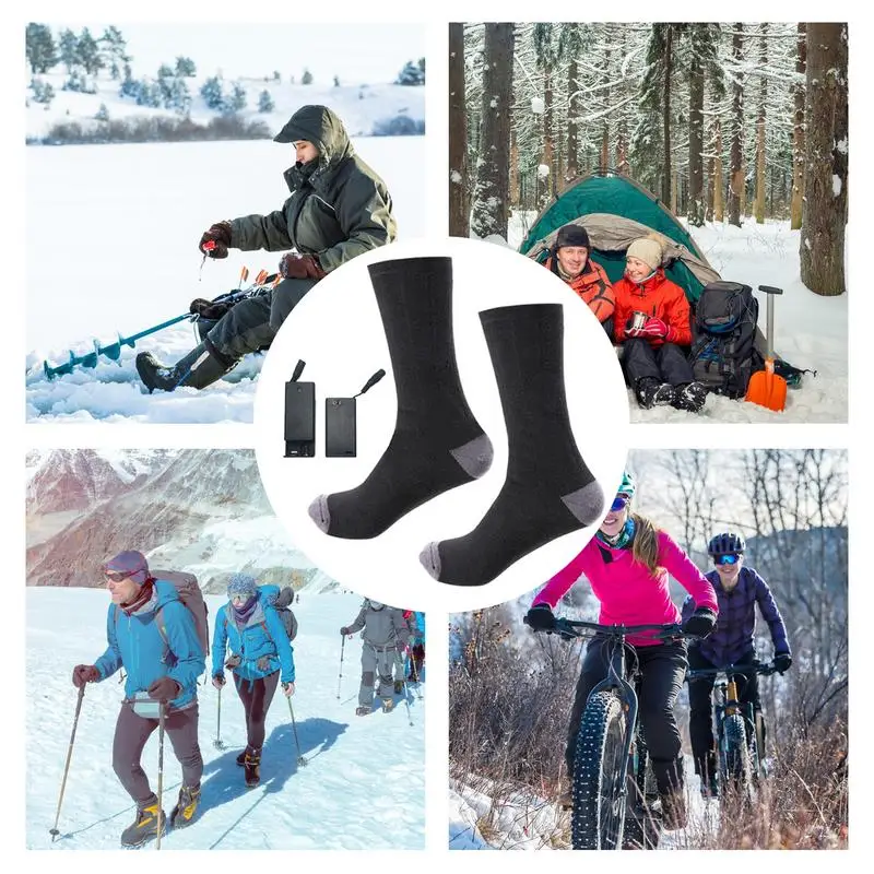 Outdoor Ski Heated Socks Washable USB Electric Heating Socks Hiking Camping Fishing Riding Cycling Hunting Foot Warmer