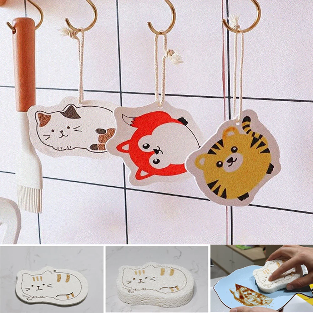 

Dish Cloth Wood Pulp Cotton Non-stick Compressed Sponge Cartoon Dish Cloths Oil Remove Tools Kitchen Cleaning Accessories