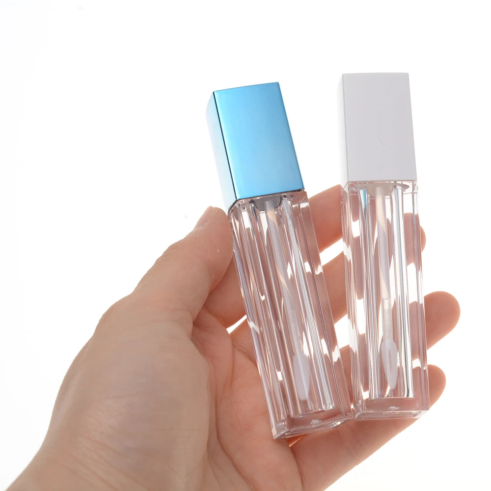 5.5ml Square Empty Plastic Lip Gloss Tube Refillable Lip Balm Bottle Reusable Sample Container For Lipstick Cosmetic Bottles