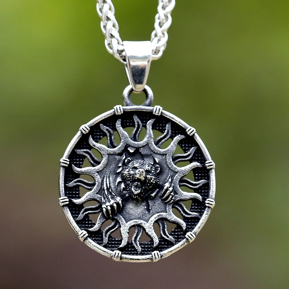 

2023 New Creative stainless steel Design Viking bear head Animal Pendant Necklace for teens fashion Jewelry Gift free shipping