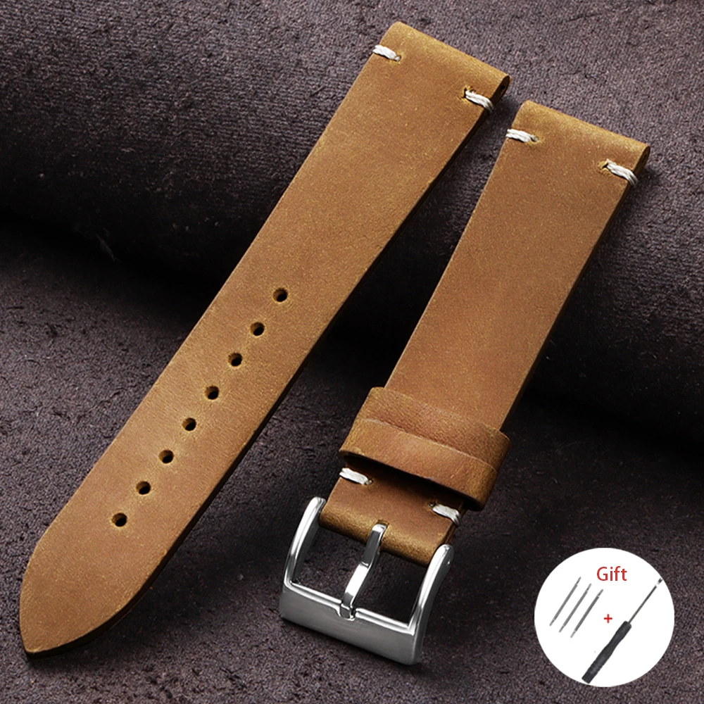 Premium Oil Wax Leather Watch Band - Classic Strap