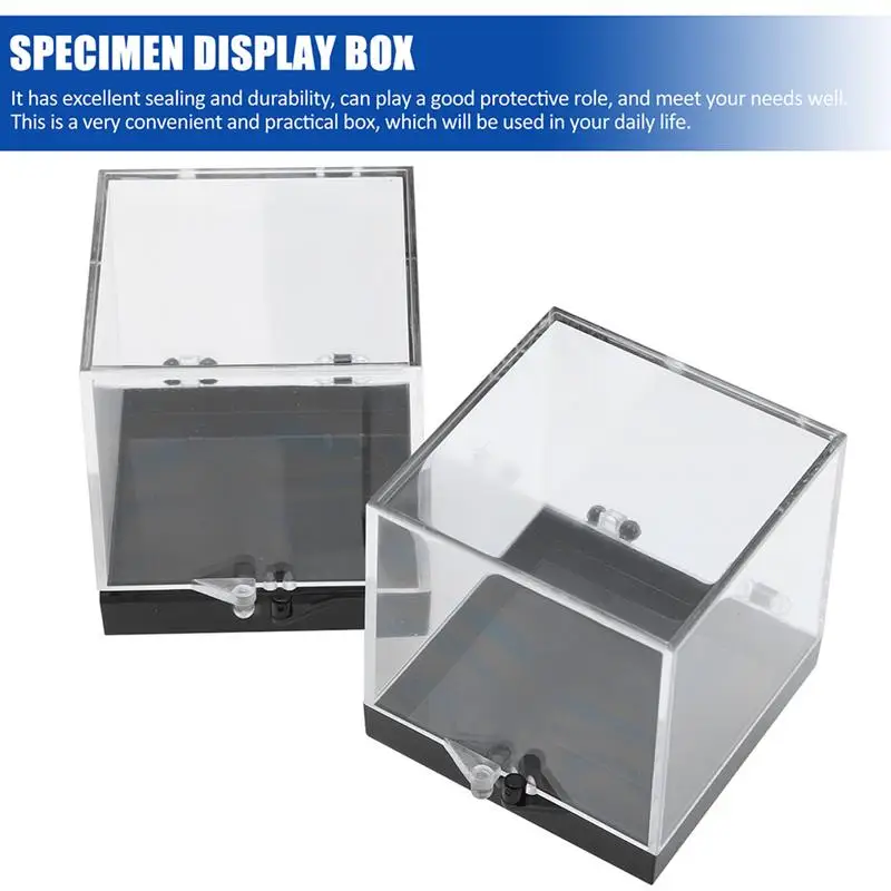 Lot De 2 Boîtes De Présentation Transparentes Pour Minéraux Et Cristaux - 5,1x5,1x5,1 Cm, Plastique Résistant Aux Rayures