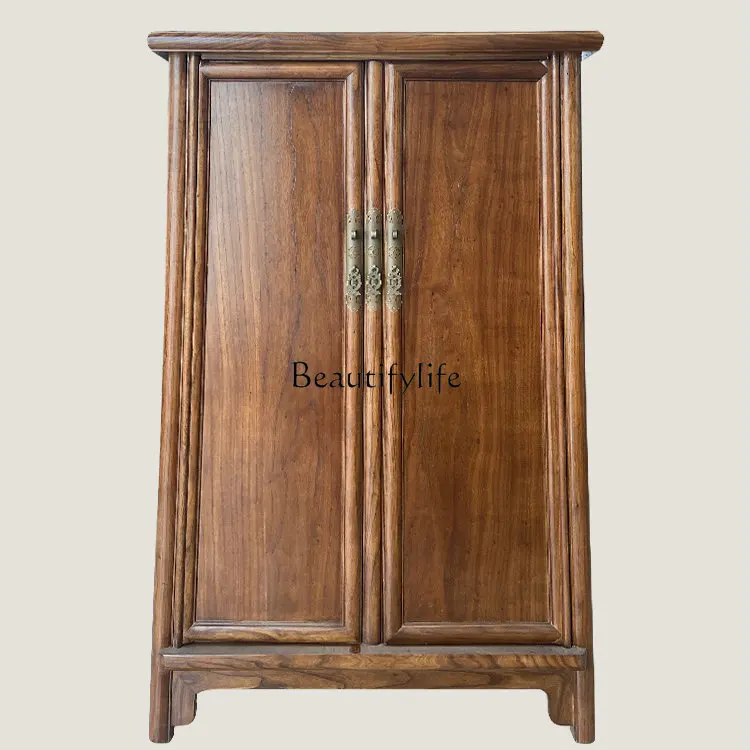 New Chinese Style Bright Cabinet Solid Wood Rounded Corner Cabinet Storage Old Elm Tea Room Furniture