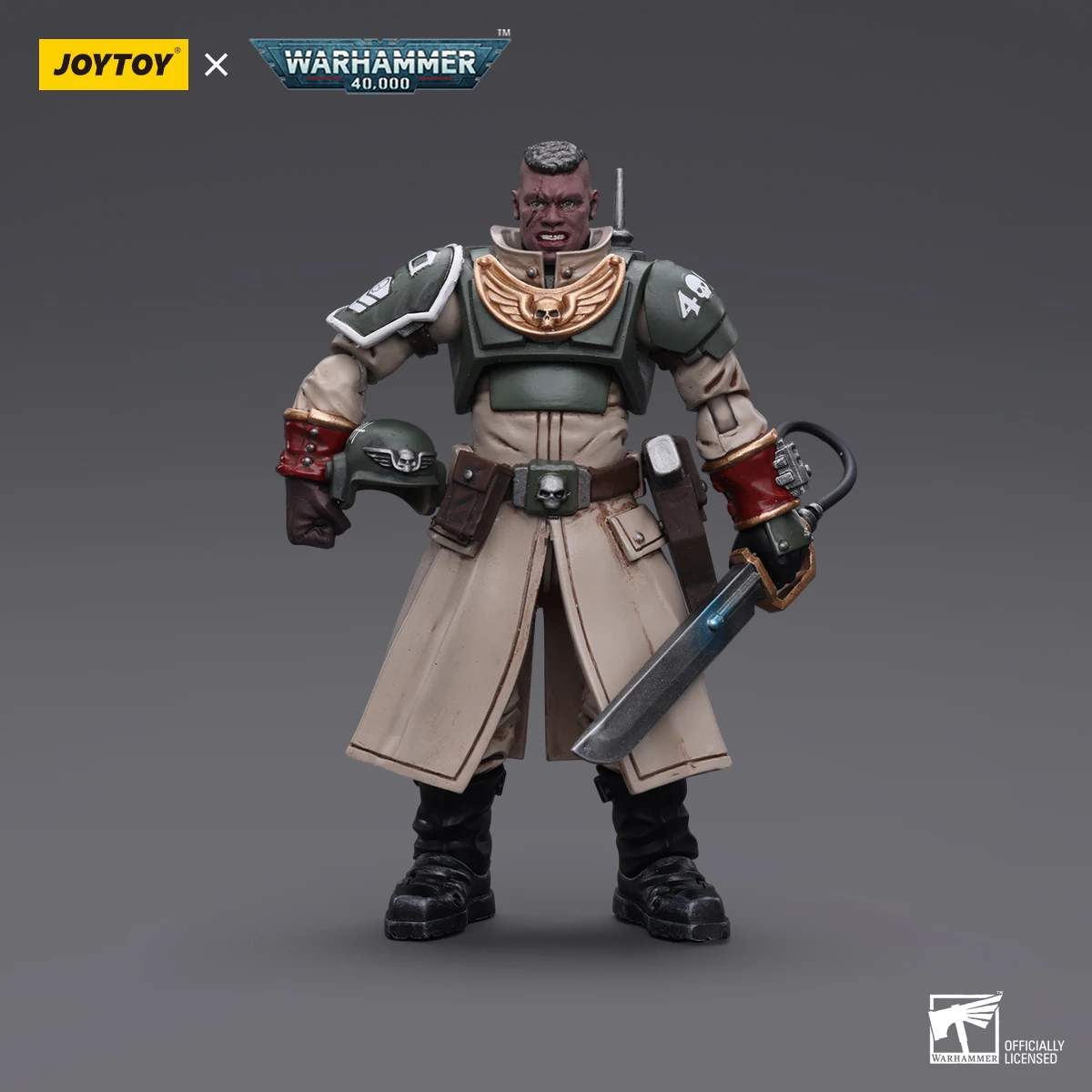 

『In Stock』JOYTOY 1/18 Warhammer 40K Astra Militarum Cadian Command Squad Commander with Power Sword Anime Games Model Set